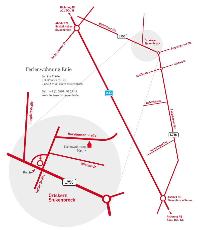 Anfahrtskizze Ferienwohnung Enie